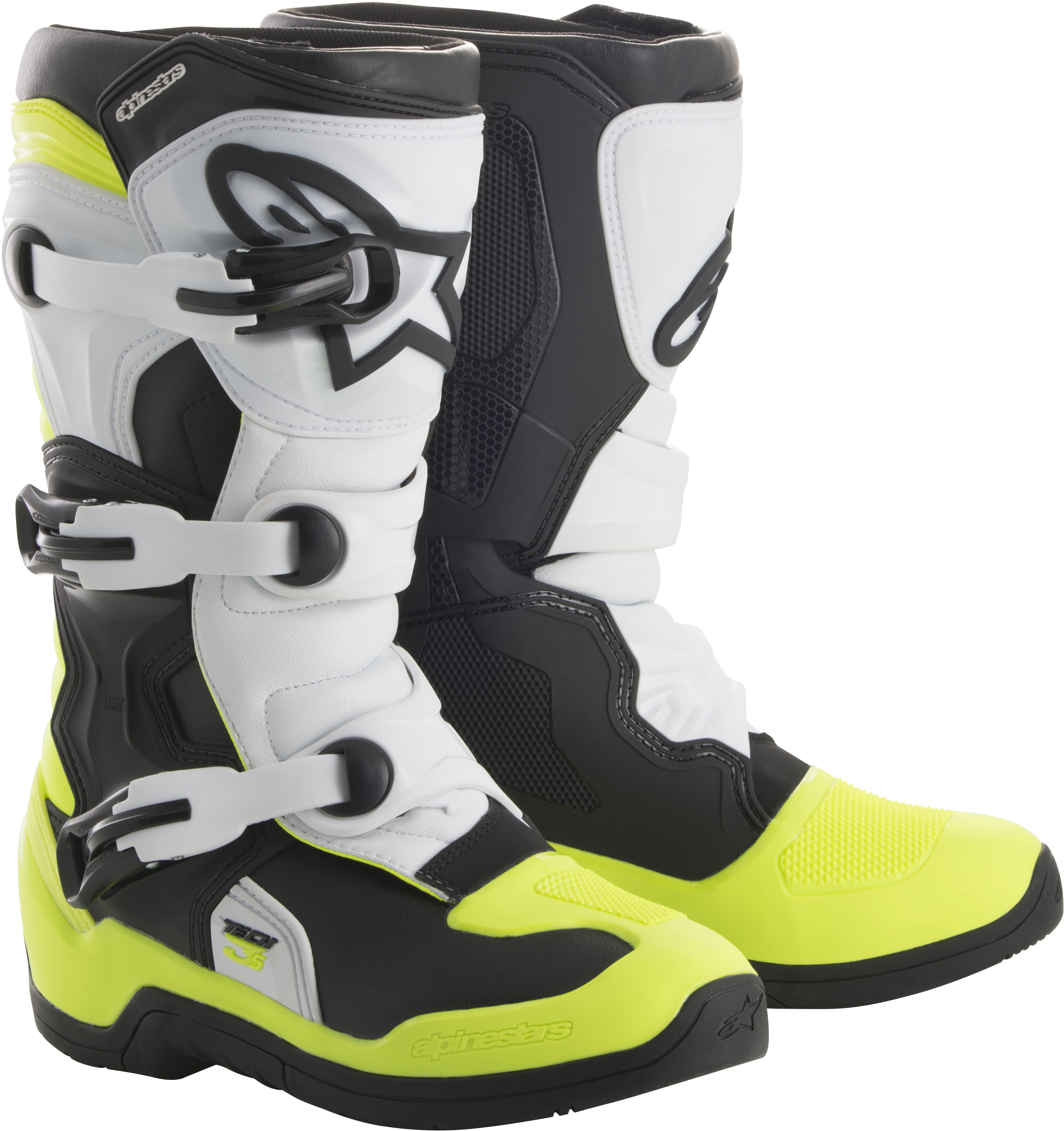 Tech 3S Boots Black/White/Yellow Size 3 - Click Image to Close