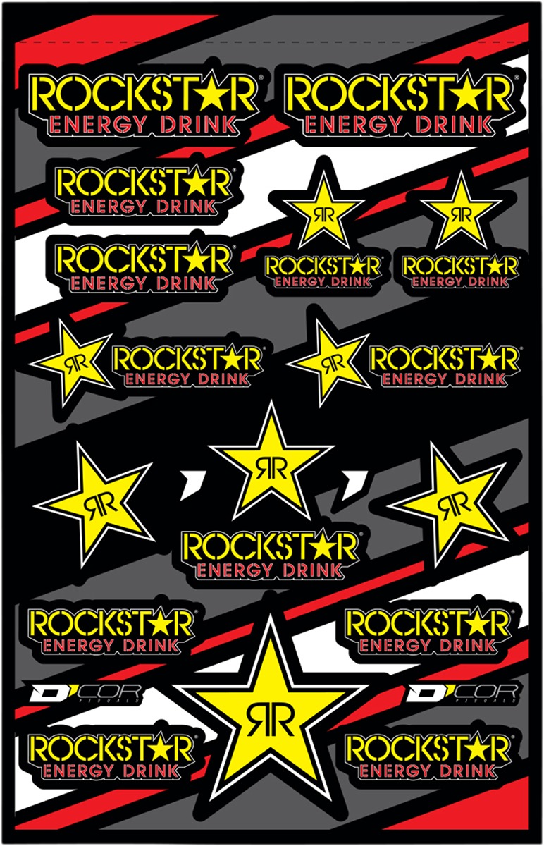 Rockstar Energy Universal Decal Sheet - 12 mil Ultracurve Vinyl - Click Image to Close