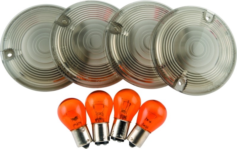 Biker's Choice Smoked Turn Signal Lens & Amber Bulb Kit - Click Image to Close