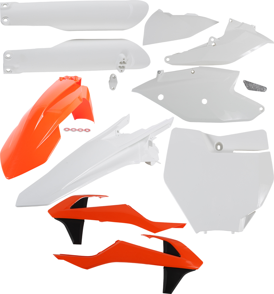 Full Plastic Kit - White/Orange/Black Original 2016 - Fits Many 16-18 KTM 125-450 - Click Image to Close