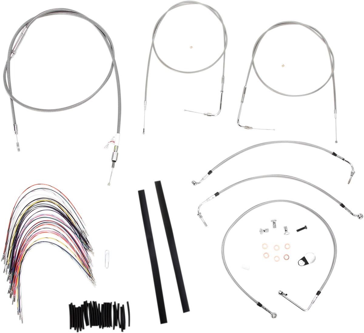 Extended Braided S.S. Control Cable Kit 14" tall bars - For Harley Davidson Bagger - Click Image to Close