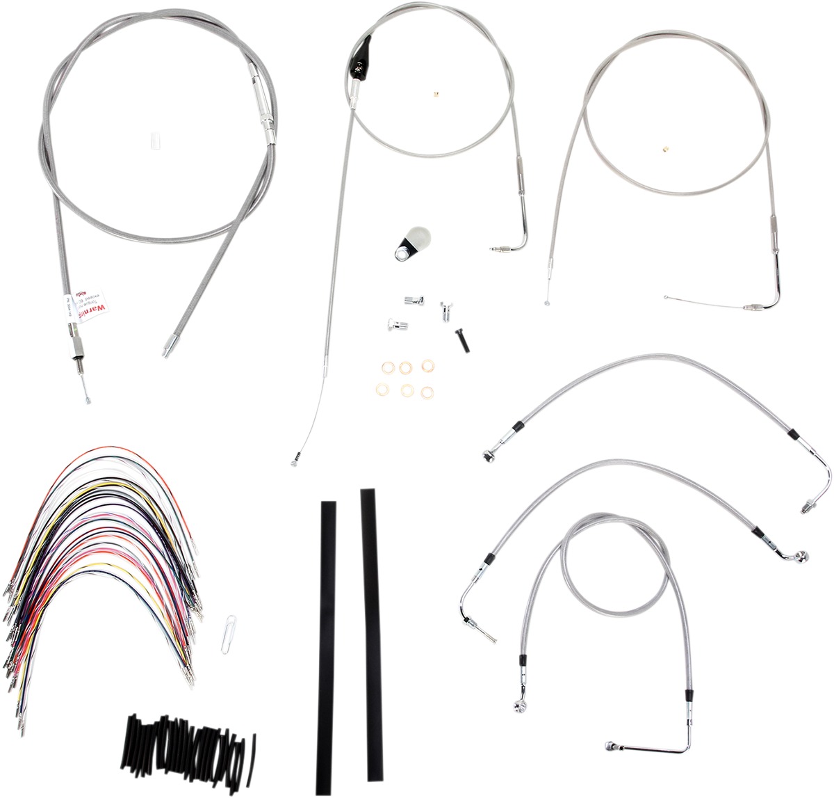 Extended Braided S.S. Control Cable Kit for Baggers - 16" tall bars (w/CRUISE) - Click Image to Close