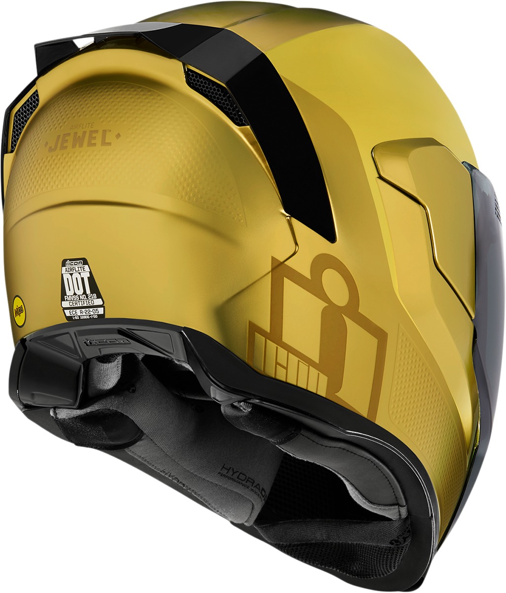 Gold Airflite Jewel MIPS Motorcycle Helmet - 2X-Large - Meets ECE 22.05 and DOT FMVSS-218 Standards - Click Image to Close