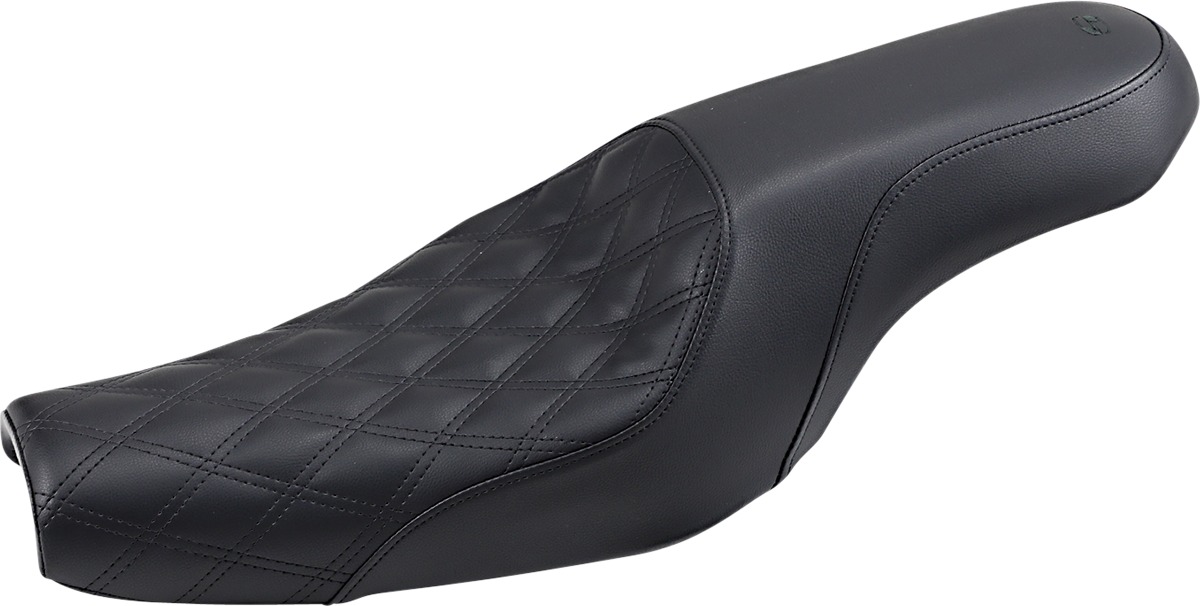 Profiler Lattice Stitched 2-Up Seat - Black - For 04-20 Harley XLC 3.3 gal tank - Click Image to Close