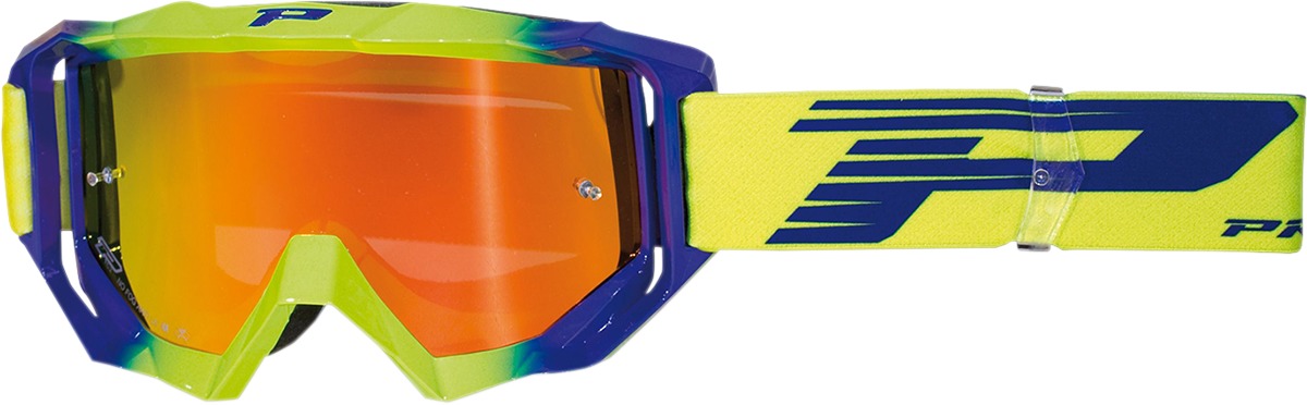 3200 Electric Blue / Yellow Venom OTG Goggles - Orange Dual Mirrored Lens - Click Image to Close