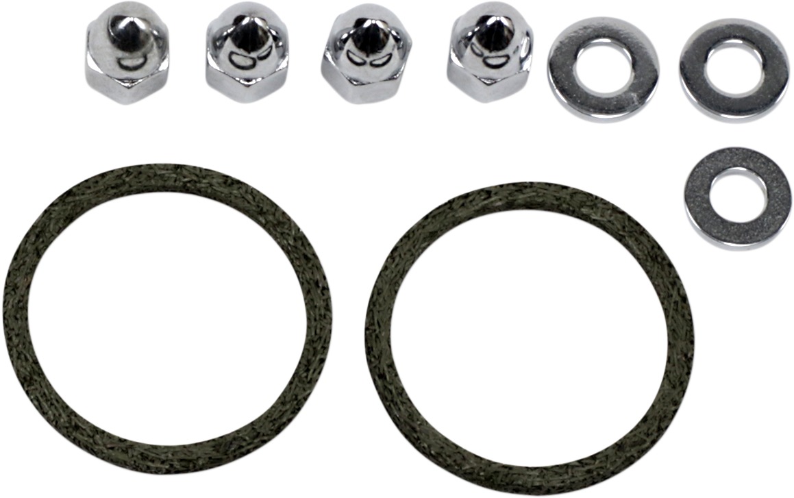 Exhaust Port Gasket Kit w/ Chrome Acorn Nuts - Complete Kit For H-D BT & Evo - Click Image to Close