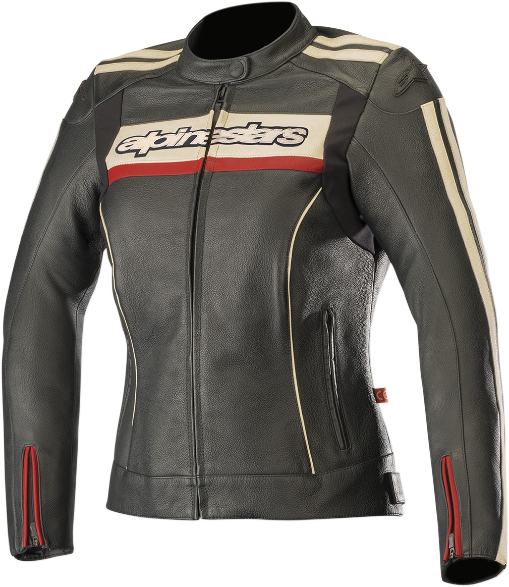 Women's Dyno V2 Leather Jacket Black/Red/White US X-Large - Click Image to Close