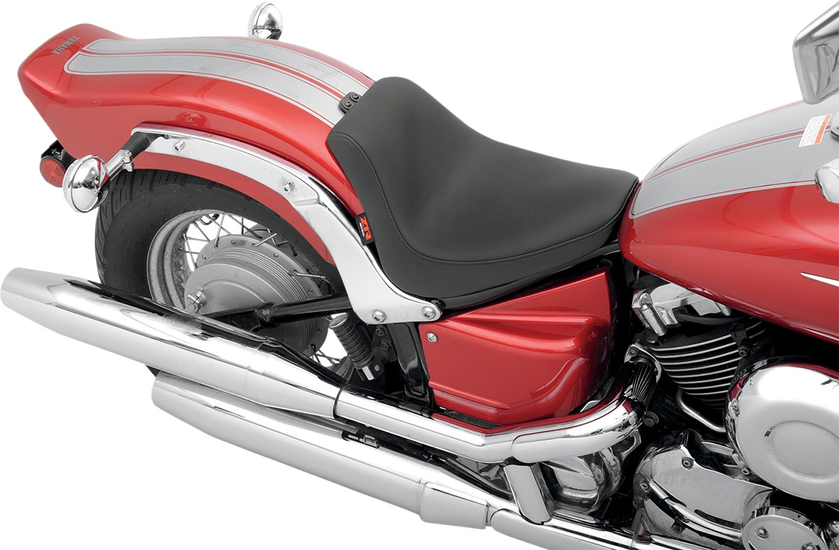 Smooth Vinyl Solo Seat Black Foam Low - For 98-16 Yamaha 650 V-Star Custom - Click Image to Close