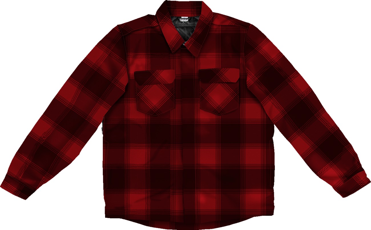 ICON Fallblock CX Flannel Jacket 2XL Red Men's - Casual look with full moto protection - Click Image to Close