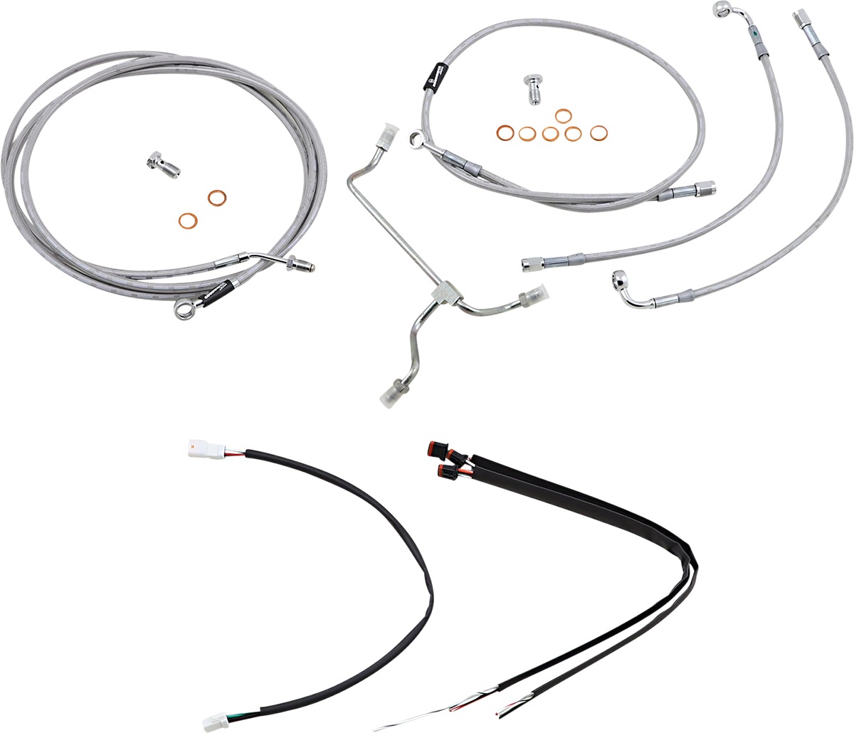 Extended Braided S.S. Control Cable Kit for 16" Gorilla Bars - Click Image to Close