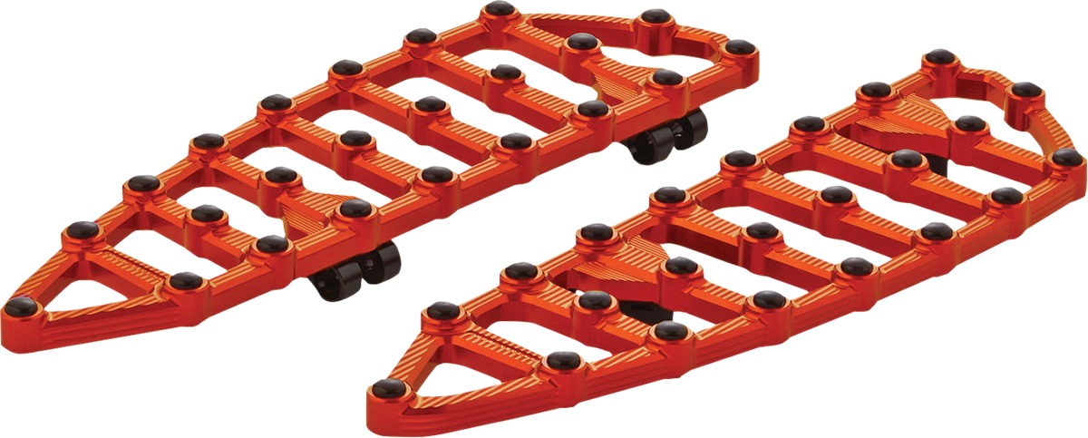 MX Driver Floorboards Orange Anodized - For 80-20 Harley FL - Click Image to Close