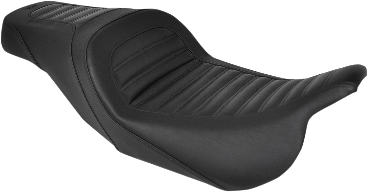 Slim Roll & Pleat 2-Up Seat Black Gel - For Harley FLH FLT - Click Image to Close