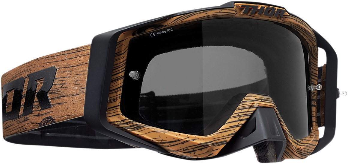 Sniper Pro Brown / Black Woody Goggles - Smoke Dual Lens - Click Image to Close