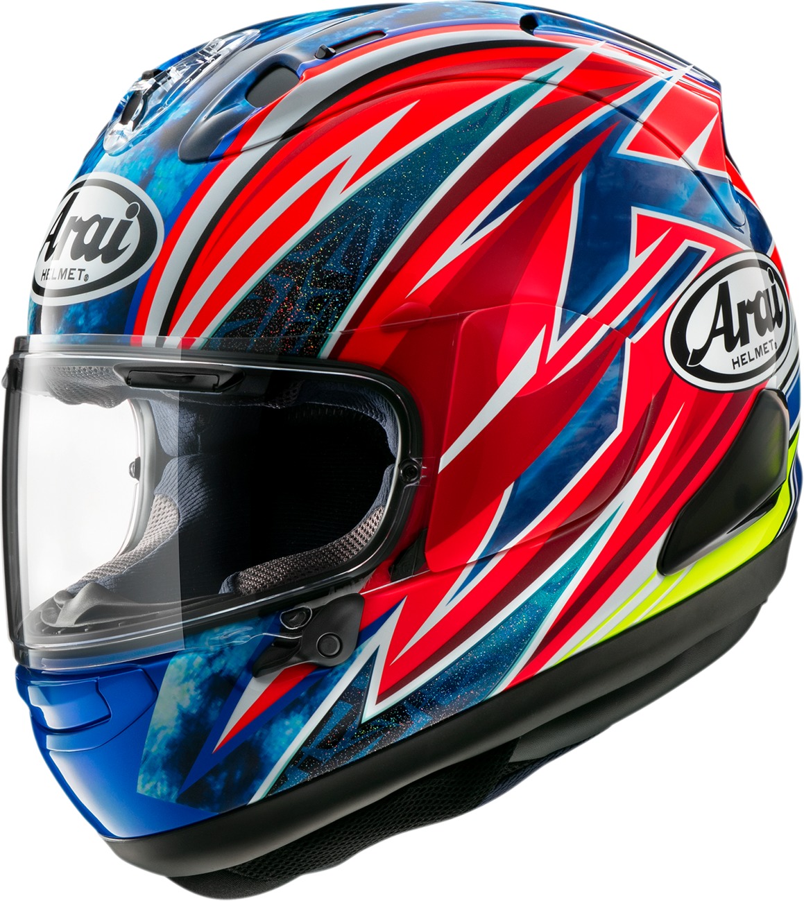 Arai Corsair-X Ogura Helmet - Medium, Red/Blue - Full-face helmet with VAS Shield Mechanism - Click Image to Close