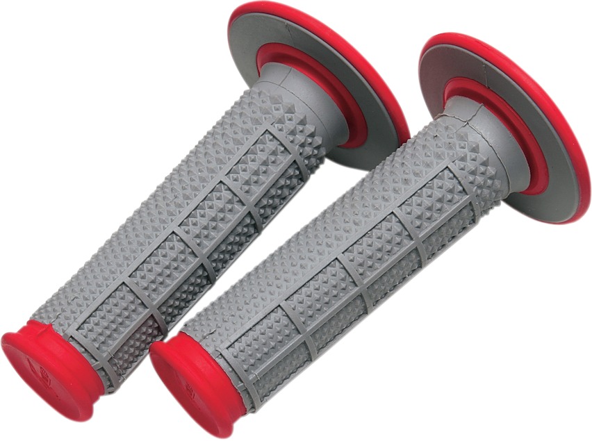 MX Dual Compound Grips Tapered 1/2 Waffle - Grey/ Red - Click Image to Close