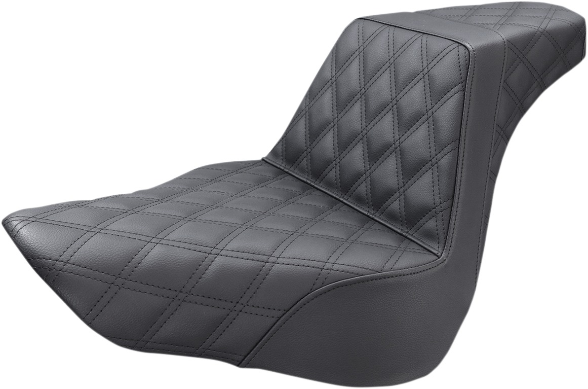 Step-Up Lattice Stitched 2-Up Seat Black Gel - For 18-21 Harley FLFB - Click Image to Close