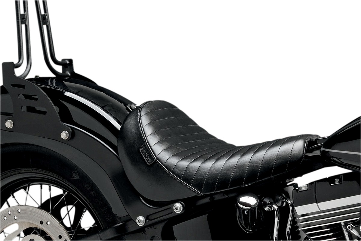 Bare Bones Pleated Vinyl Solo Seat - Black - For Harley FLS FXS - Click Image to Close