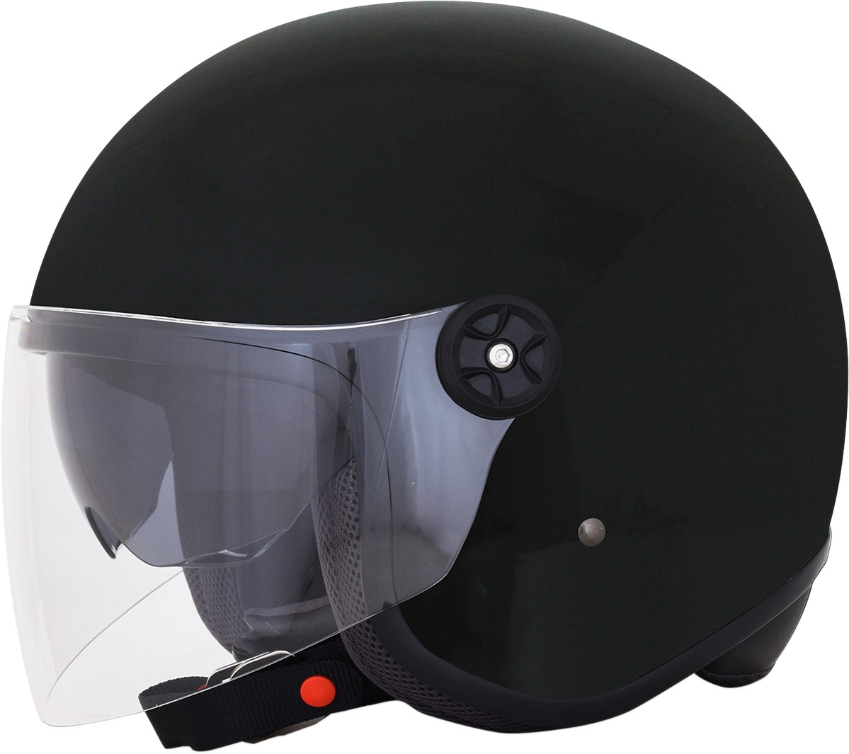 FX-143 3/4 Open Face Helmet Gloss Black w/Smoke Shield Medium - Click Image to Close