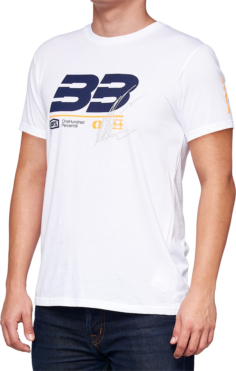 100% Bb33 Signature Tee Wht Sm - Click Image to Close