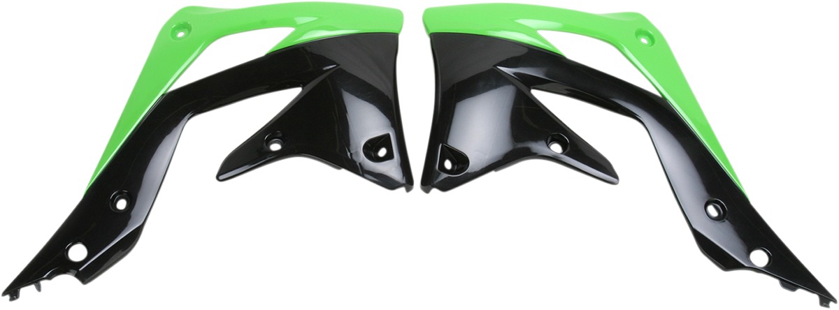 Radiator Shrouds - Green/Black - For 12-15 Kawasaki KX450F - Click Image to Close