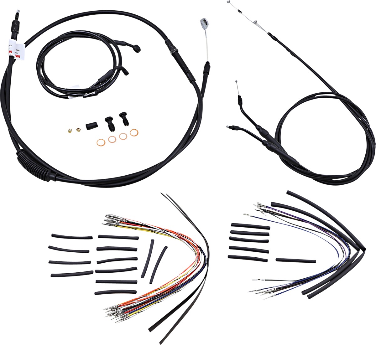 Extended Black Control Cable Kit 16" tall bars - For 2006 HD Dyna - Click Image to Close