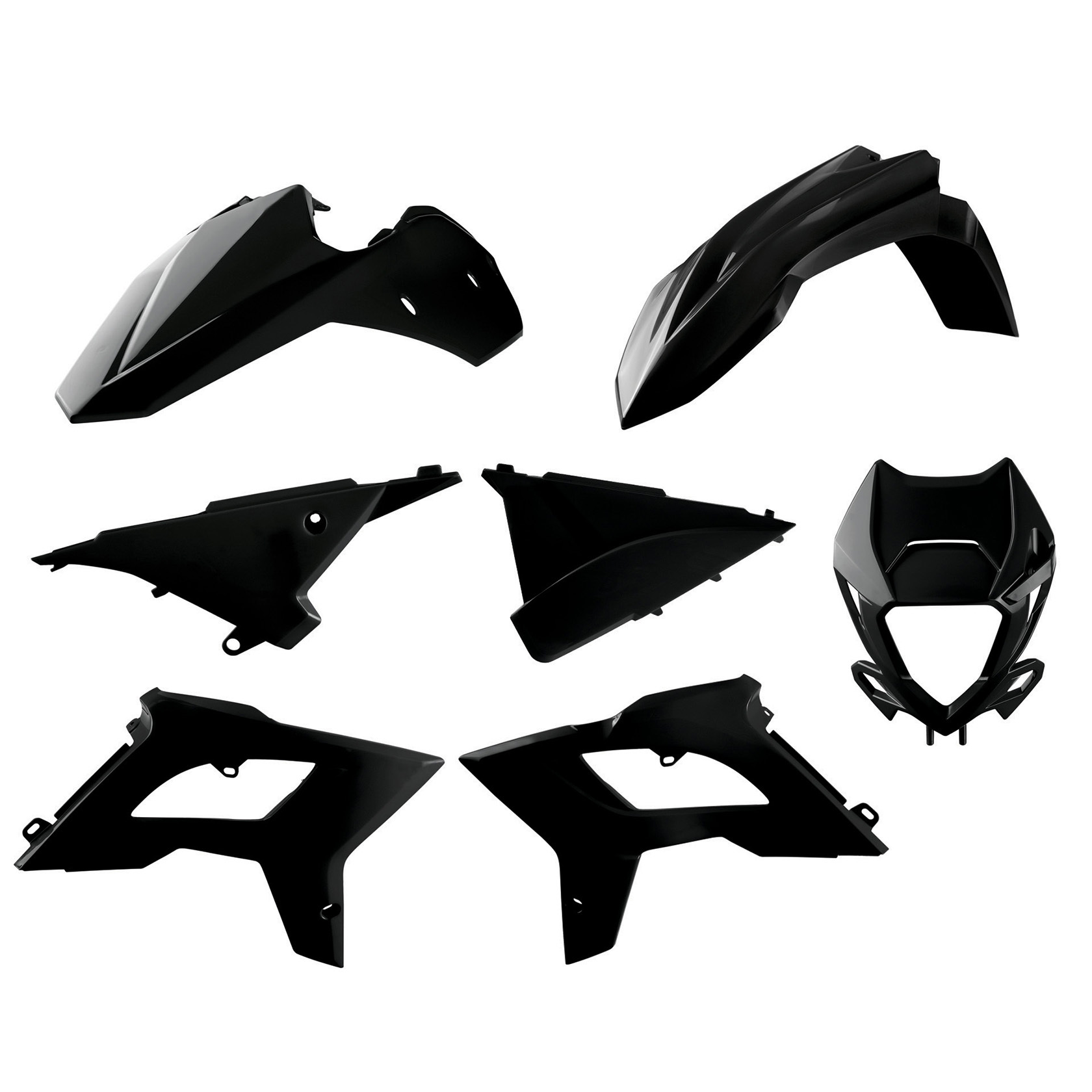 Black 2021+ Restyle Bodywork Plastics Kit w/ Headlight Mask - For 13-17 Beta Full Size Enduro Models - Click Image to Close