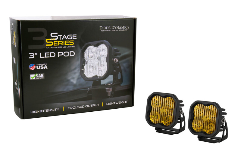 SS3 LED Pod Sport - Yellow SAE Fog Standard (Pair) - Click Image to Close