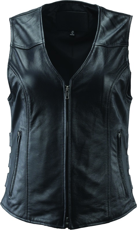 River Road Plains Leather Vest Black Womens - 3XL - Click Image to Close