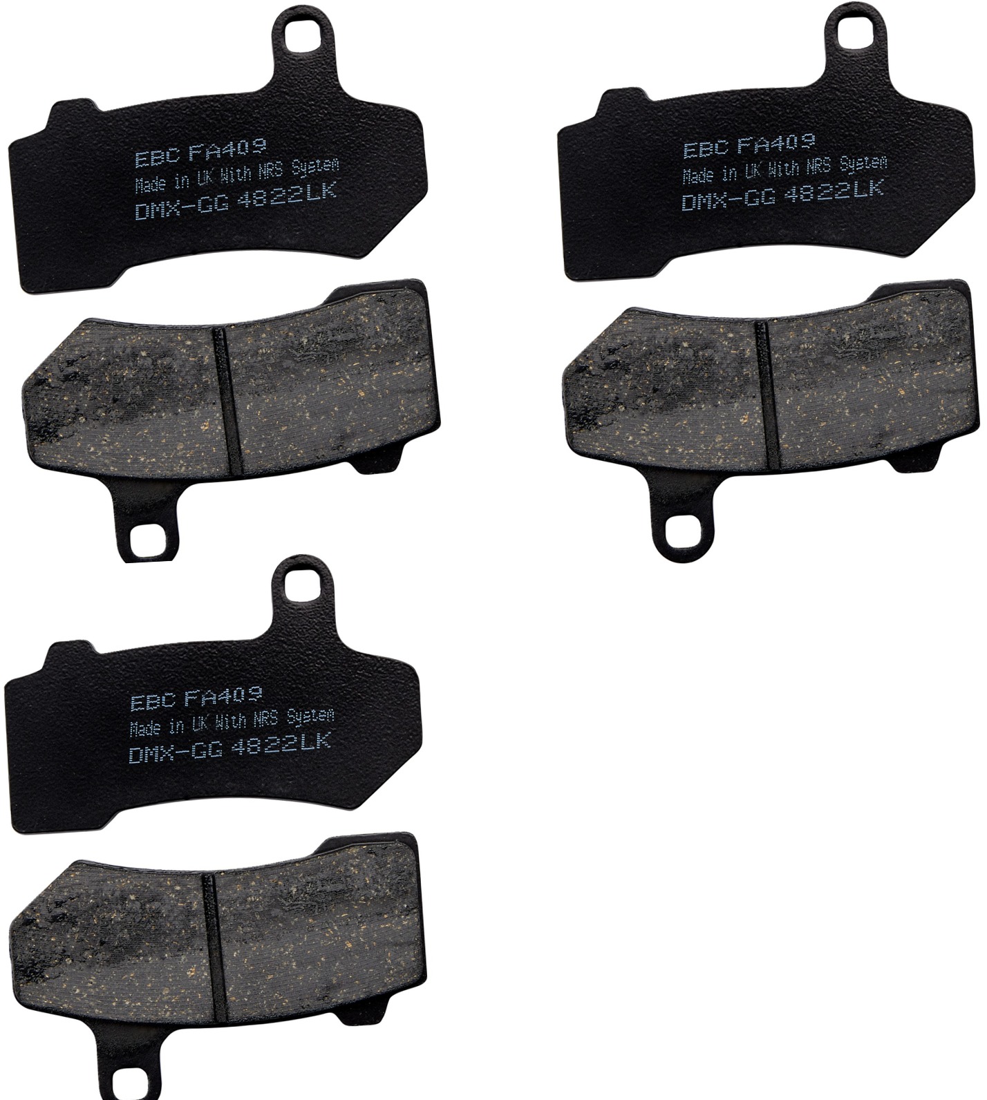 Complete Pad Set - Standard Organic Brake Pads - Replaces H-D # 41854-08, 42897-08, 42897-06 & 42850-06 - Click Image to Close