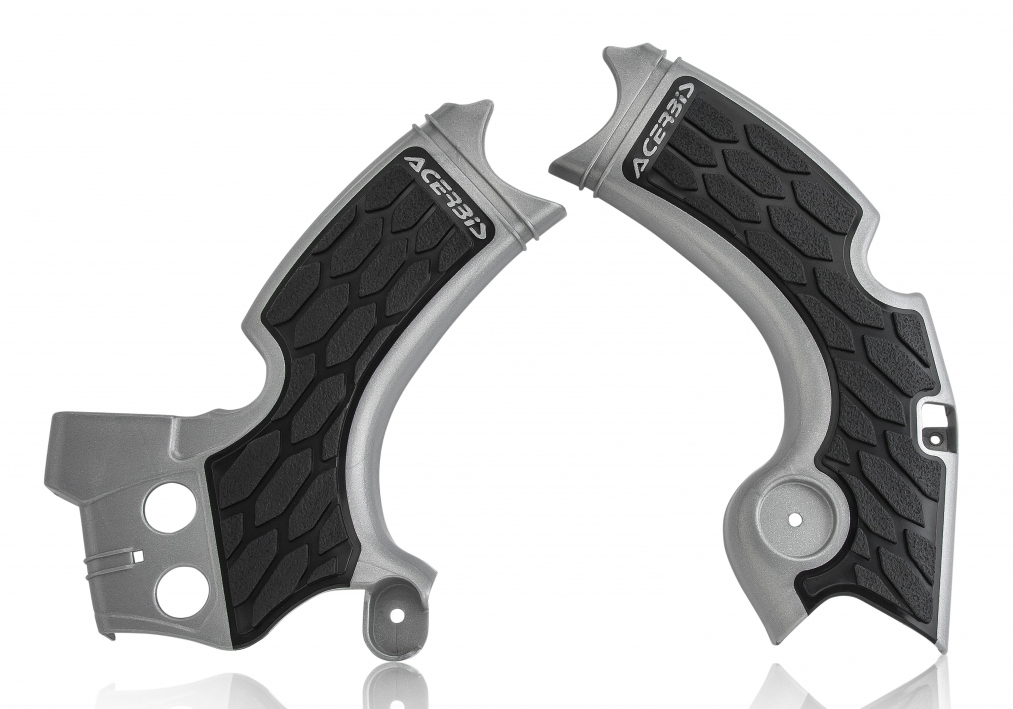 X-Grip Frame Guards Silver/Black - For 17-18 Kawasaki KX250F - Click Image to Close