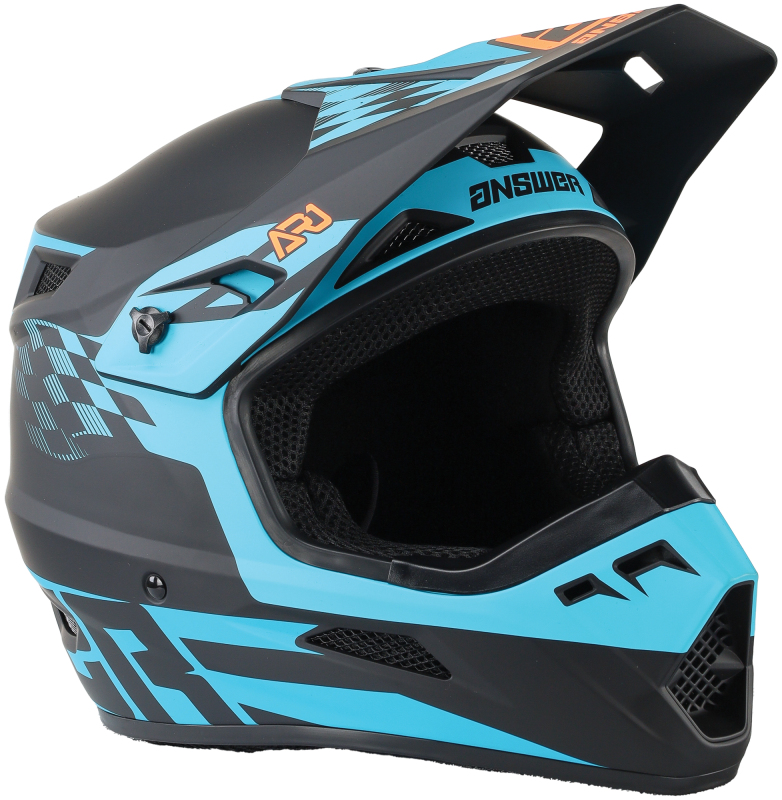 Answer AR1 Sweep Helmet Black/Astana/Hyper Orange 2XL - Off-road helmet in 2XL size - Click Image to Close