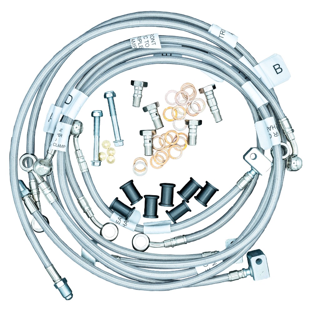 Stainless Steel ABS Brake Line Kit - 7 Lines, FR & RR Included - For 20-23 Yamaha Tenere 700 - Click Image to Close