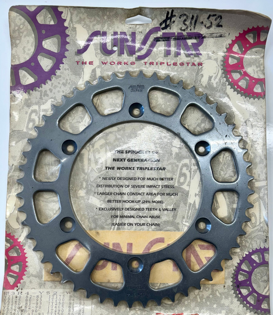 Steel Rear Sprocket - 52 Tooth 520 - For Yamaha ATV & Dirt YZ/WR/TT/IT - Click Image to Close