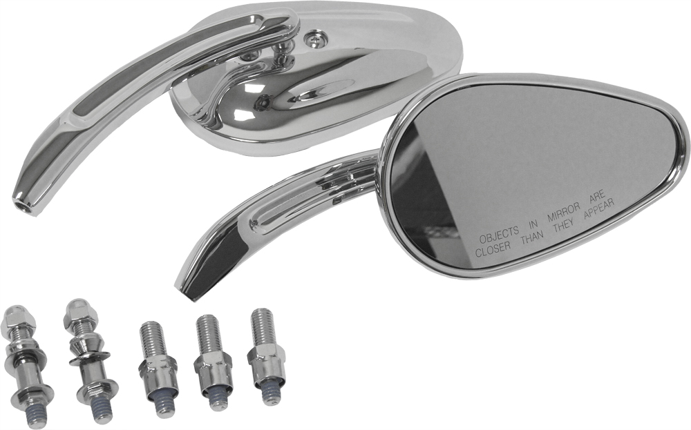 Tapered Custom Cast Chrome Mirrors (Pair) - Click Image to Close