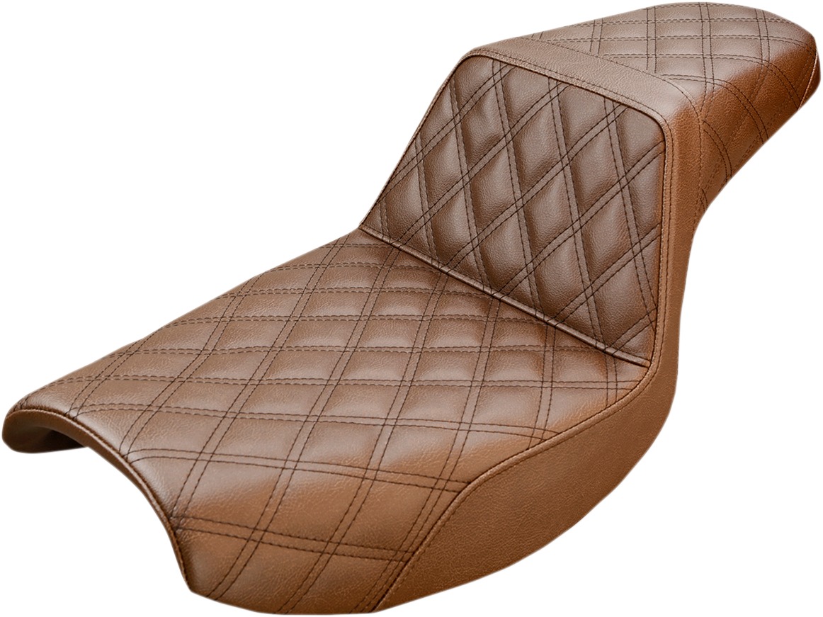 Step-Up Lattice Stitched 2-Up Seat Brown - For 82-94 Harley FXR - Click Image to Close