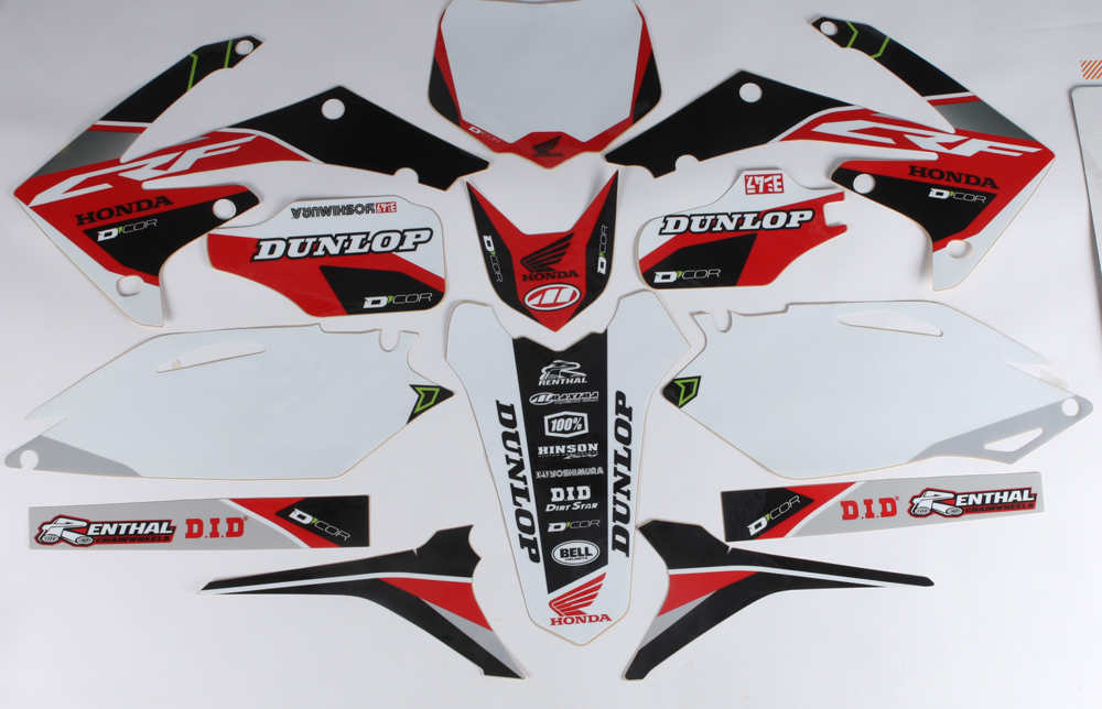 Honda Raceline Graphics Complete Kit White Backgrounds - For 09-12 CRF450R - Click Image to Close