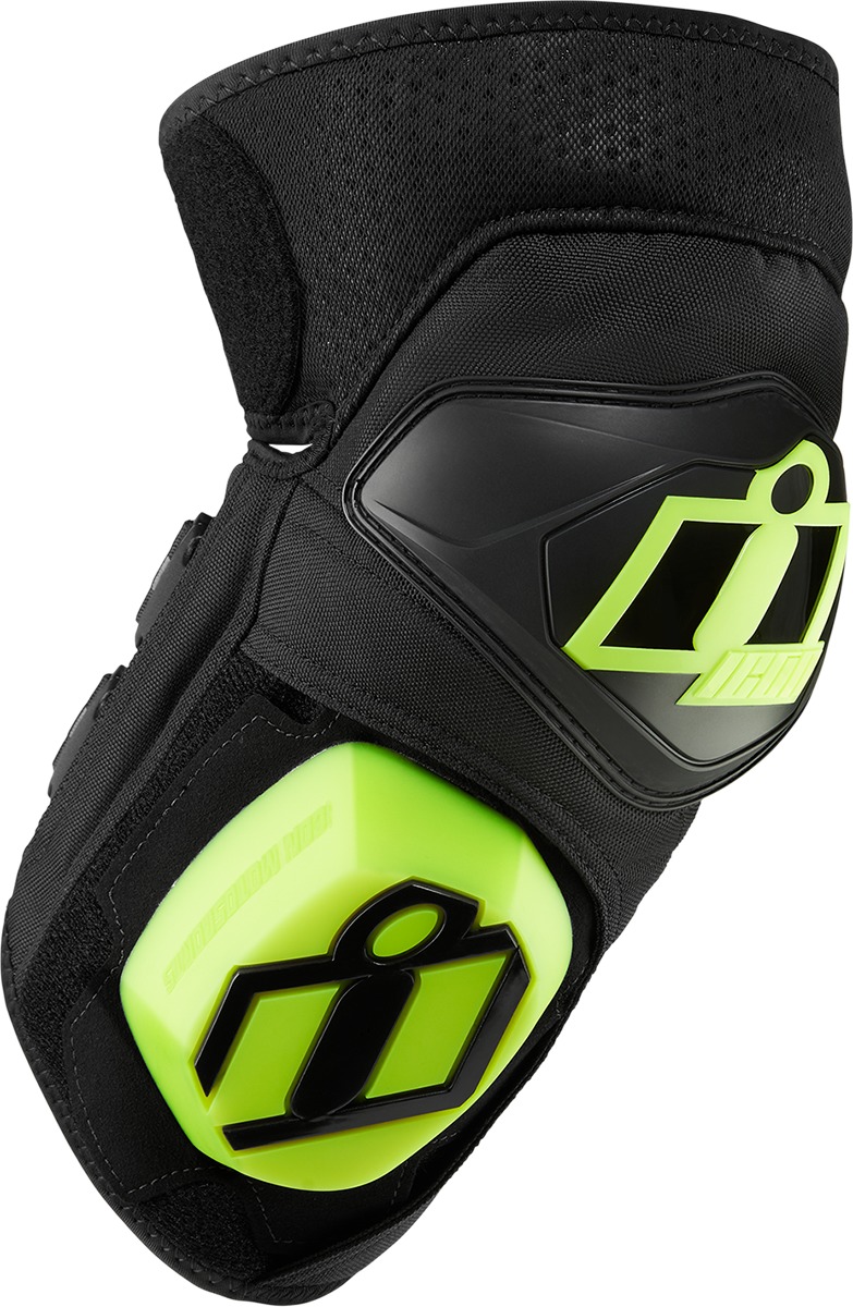 ICON Cloverleaf 2 Knee Pads Black/Fluorescent Yellow - Rugged knee protection with D3O impact pads - Click Image to Close