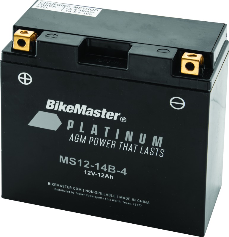 Factory Activated AGM Platinum II Motorcycle Battery - Replaces YT14B-BS - Click Image to Close