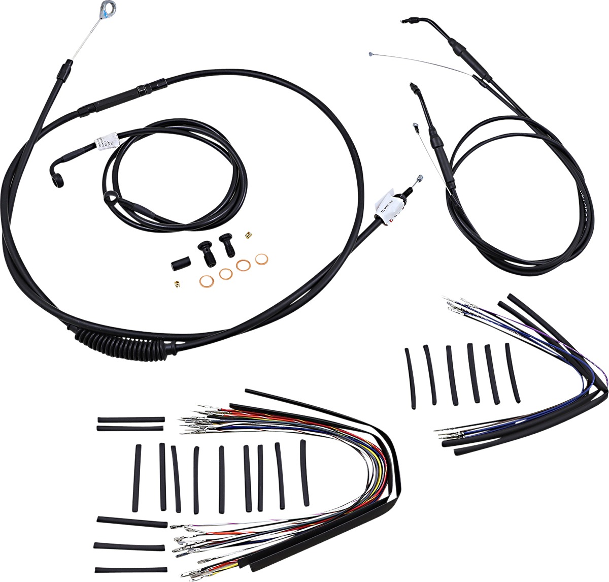 Extended Black Control Cable Kit For 07-11 Single Disk Dynas - 16" tall bars - Click Image to Close