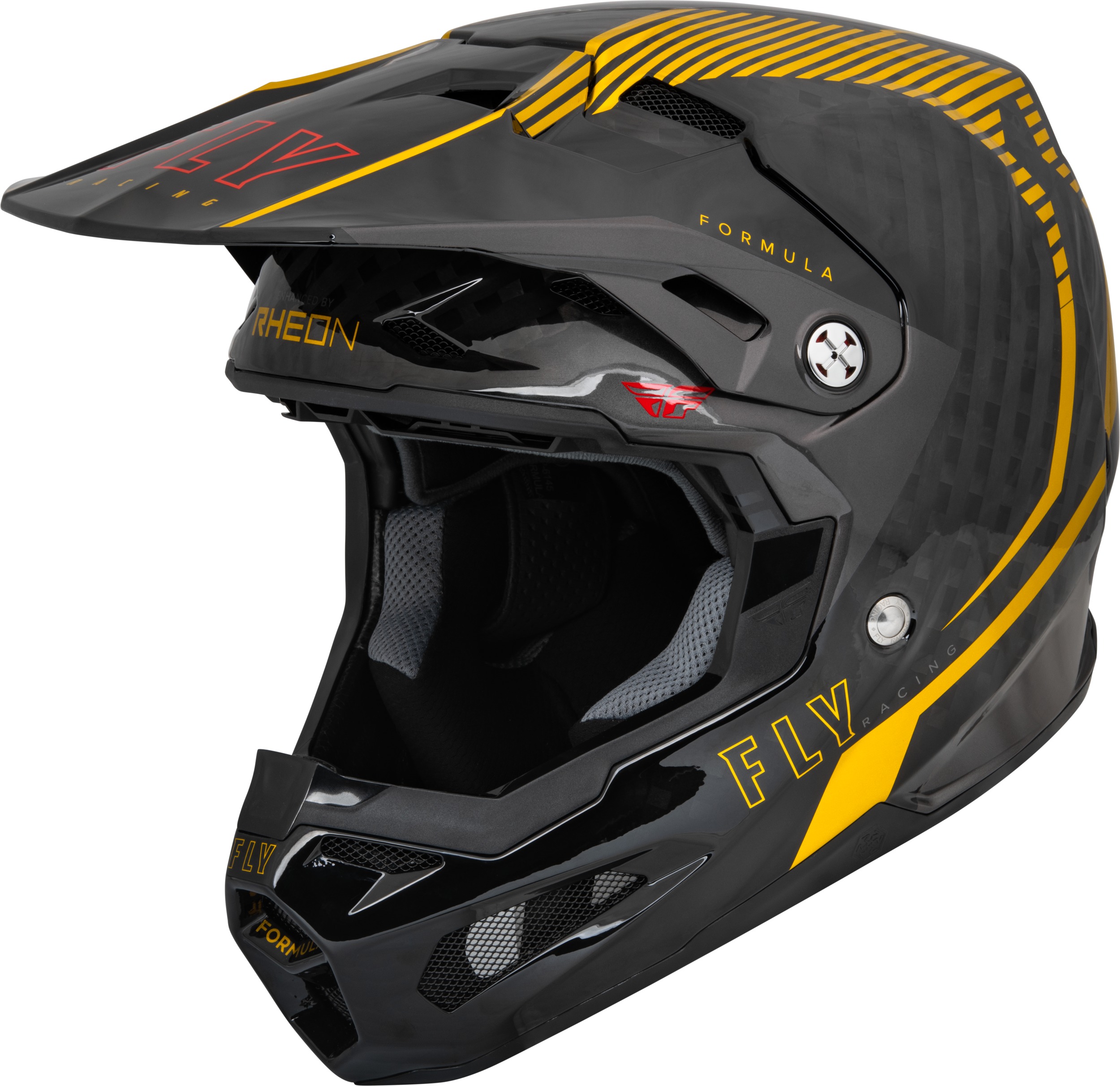 Fly Racing Formula Carbon Tracer Helmet Gold/Black Small - Premium carbon helmet For moto/snow use - Click Image to Close