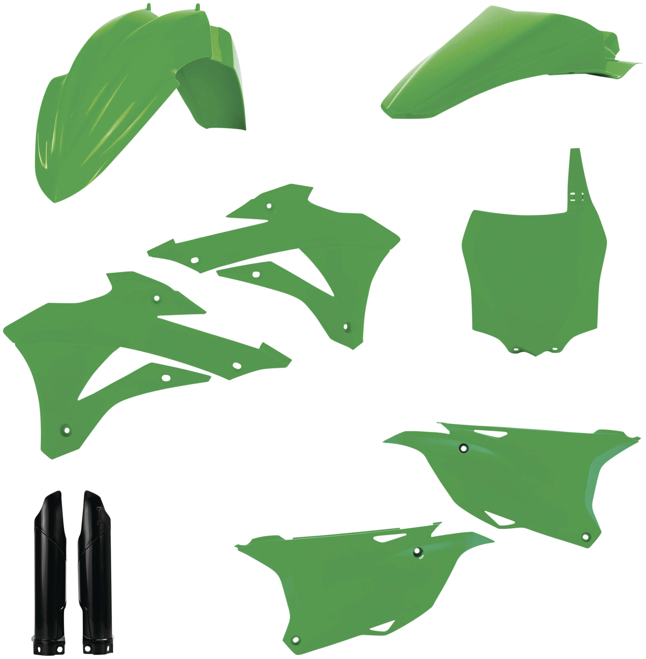 Full Plastic Kit - Green/Black Original 2021 - For 14-21 Kawasaki KX85 KX100 - Click Image to Close