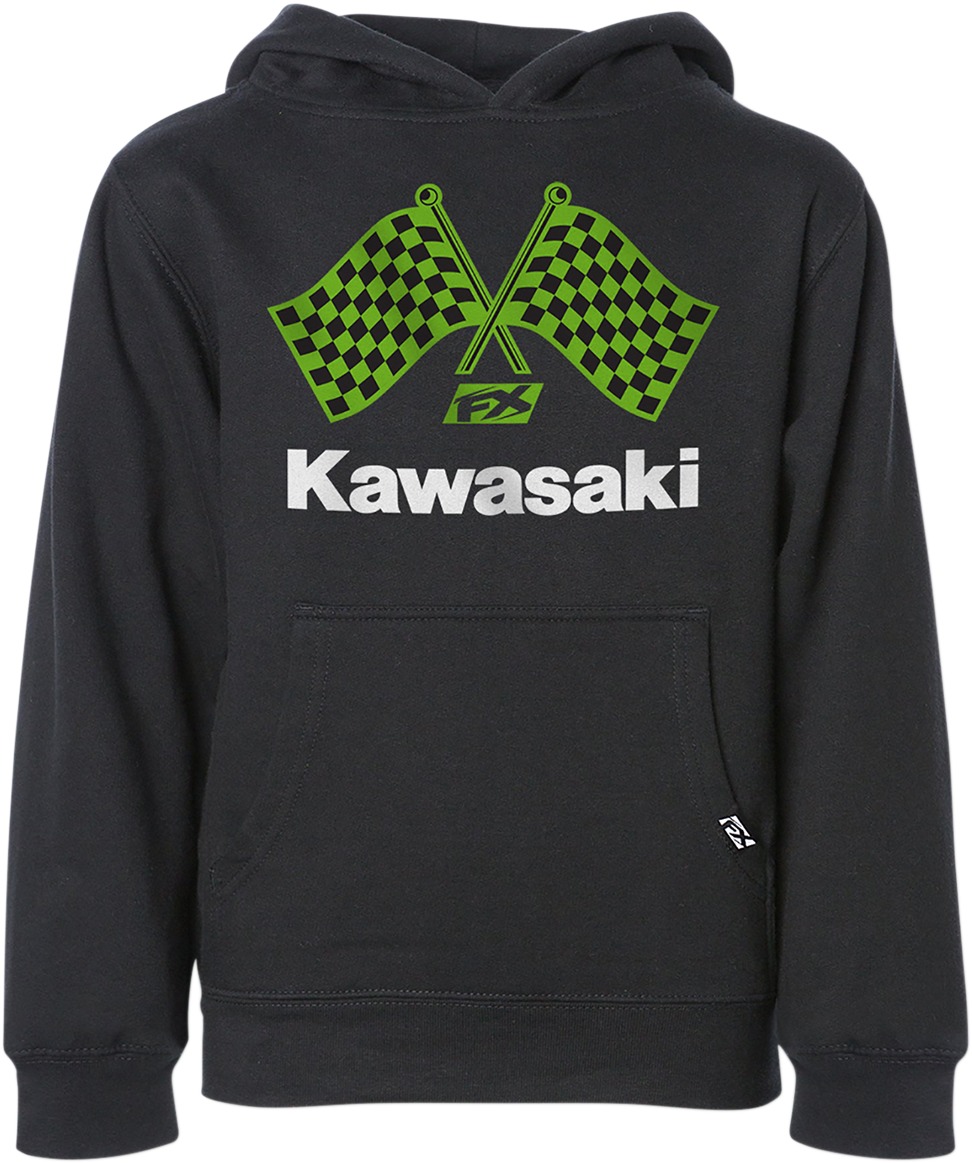 Youth Kawasaki Finishline Hoody - Kaw Finishline Hoody Blk Ymd - Click Image to Close