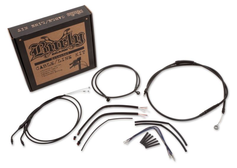 Extended Black Control Cable Kit for 12" Apehanger Bars - Click Image to Close