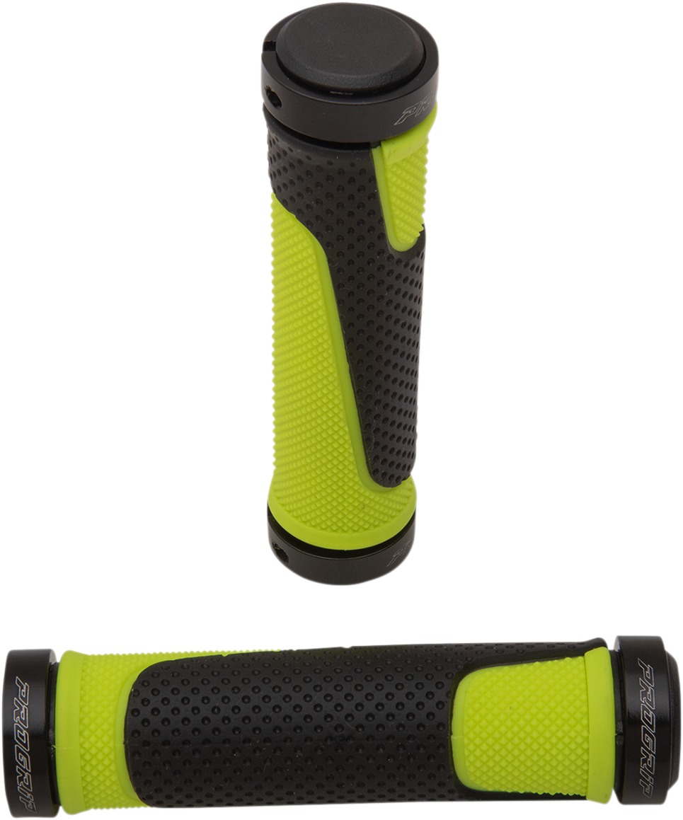 Yellow & Black 997 Lock-On Open End Locking ATV Grips w/ End Plugs - Also fits Watercraft & MTB - Click Image to Close