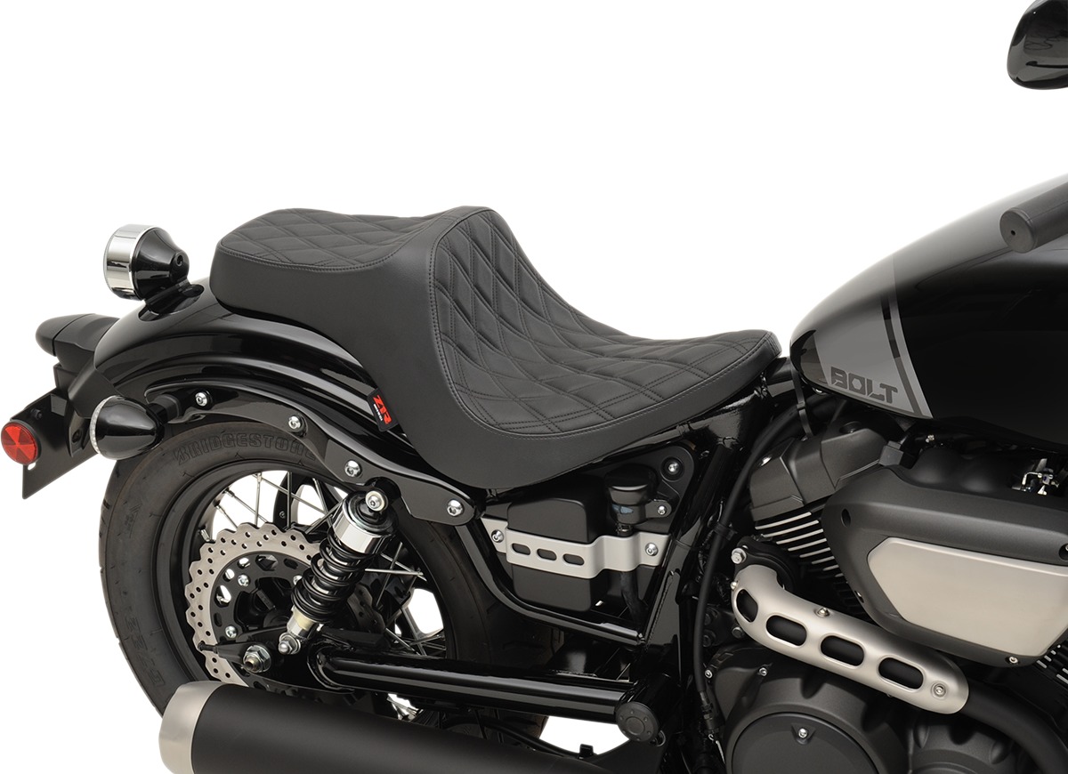 Predator Double Diamond 2-Up Seat - Black - For 13-19 Yamaha XVS950 Bolt - Click Image to Close