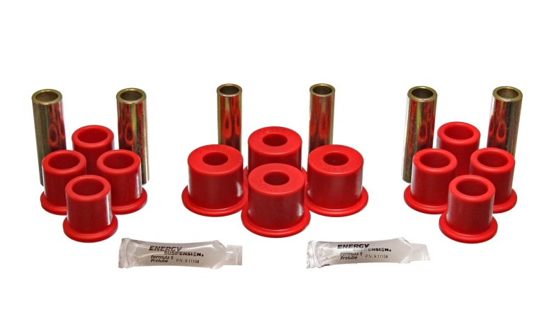 8/81-96 Ford F100/F150 2WD Red Rear Leaf Spring Bushing Set - Click Image to Close