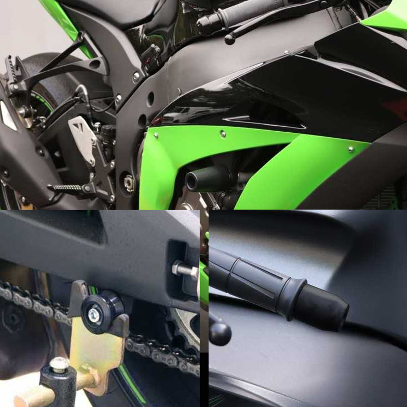 Complete No Cut Frame Slider Kit w/ Bar Sliders & Spools - Kawasaki ZX10R - Click Image to Close