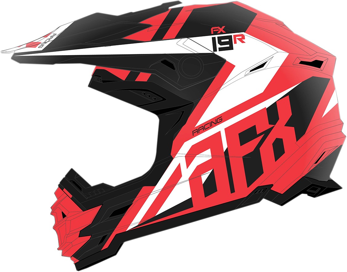 FX-19R Racing Full Face Offroad Helmet Matte Red/White Small - Click Image to Close