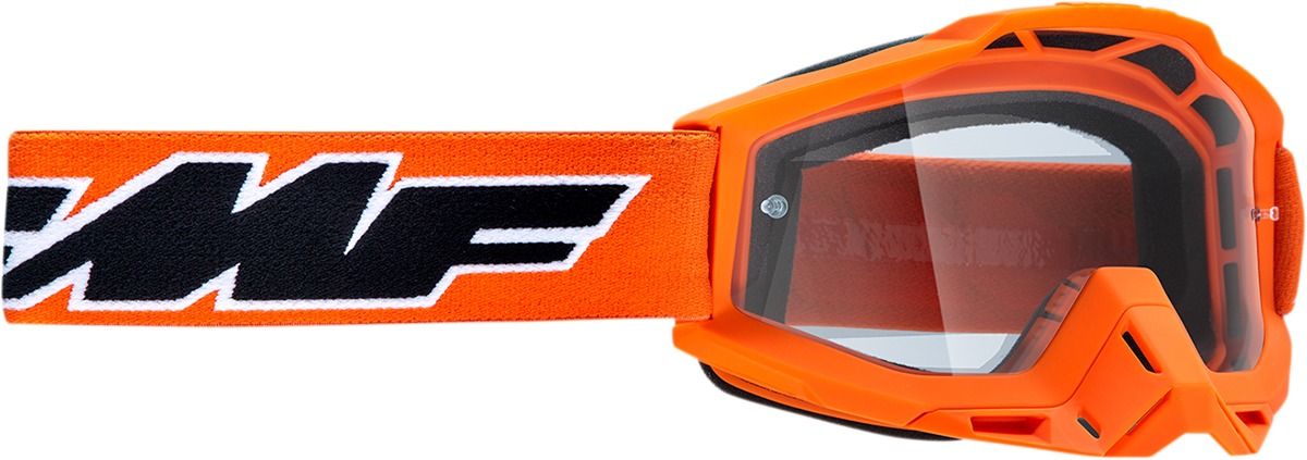 FMF PowerBomb Rocket Goggles Orange Clear Lens - Clear lens goggles with orange frame - Click Image to Close