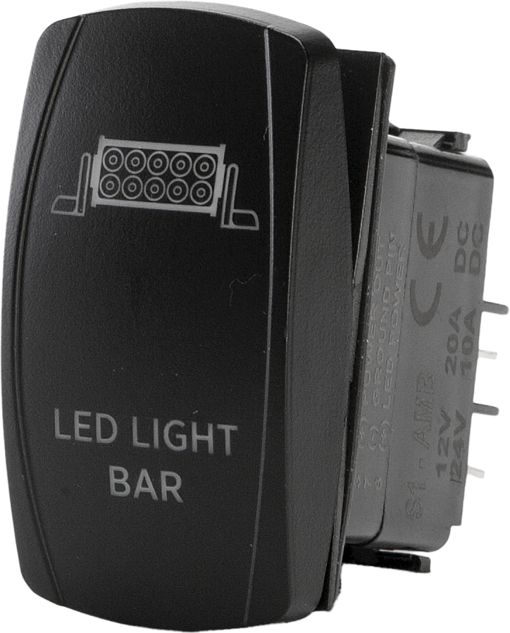 "Led Light Bar" Illuminated Rocker Switch - Amber Lighted SPST Rocker - Click Image to Close